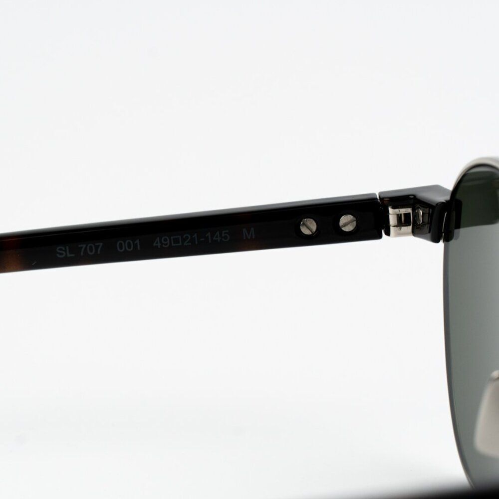 NEW Saint Laurent SL707 001 Silver Havana Grey Oval Unisex Sunglasses - Picture 11 of 12